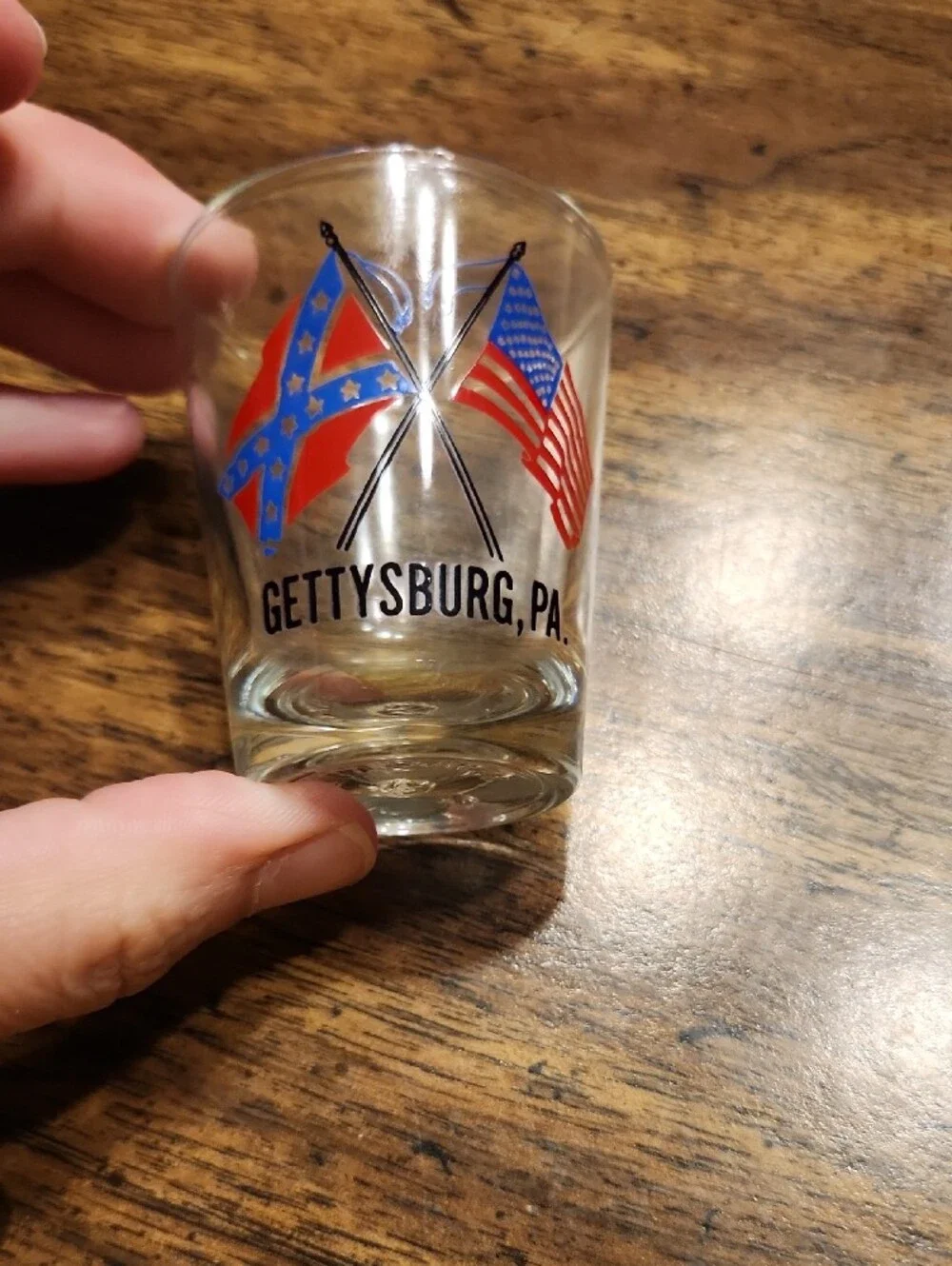 Gettysburg PA Souvenir Shot Glass with Flags